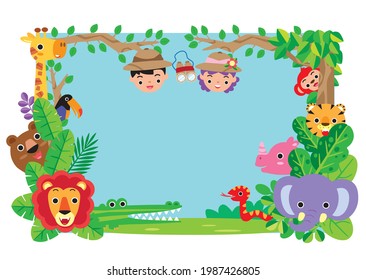 cut animal and kid in forest