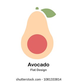 Cut Avocado Flat Illustration