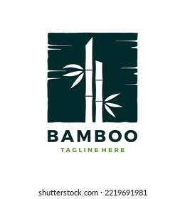 Cut bamboo silhouette logo design vector illustration