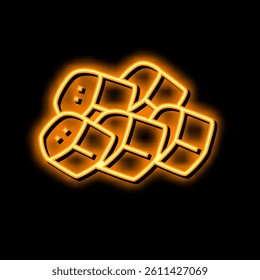 cut banana pieces neon light sign vector. cut banana pieces illustration