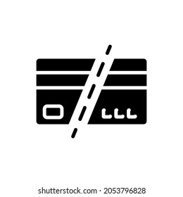 Cut Bank card glyph icon. Vector fill black illustration.