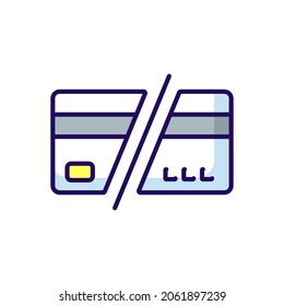 Cut Bank card RBG color icon. Thin line vector illustration with shadow