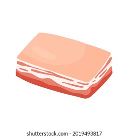 Cut belly meat, cooking ingredient from butcher shop food assortment vector illustration. Cartoon raw uncooked pig meat part, butchery production isolated on white
