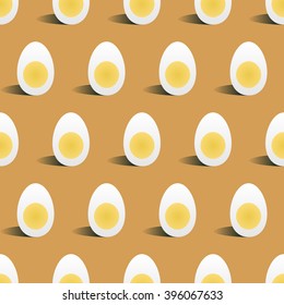 Cut boiled eggs with yolk seamless pattern