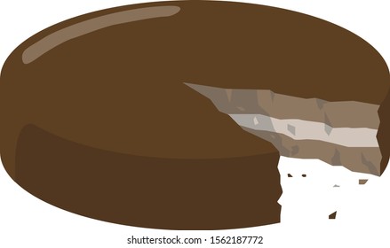 Cut cake, illustration, vector on white background.