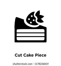 Cut Cake Piece icon vector isolated on white background, logo concept of Cut Cake Piece sign on transparent background, filled black symbol