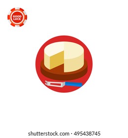 Cut Camembert Cheese Wheel with Knife Icon