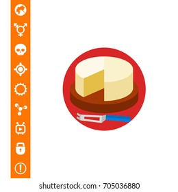 Cut Camembert Cheese Wheel with Knife Icon