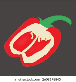 cut capsicum illustration design vegetable cartoon half