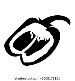 cut capsicum illustration design vegetable cartoon half silhouette