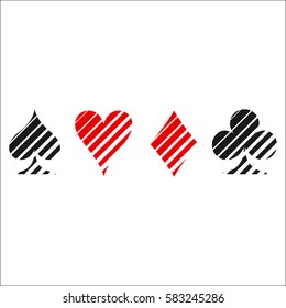 Cut card suit icon vector, playing cards symbols vector, set icon symbol suit, card suit icon sign, icon - stock vector