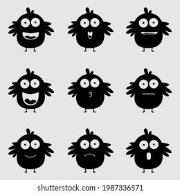 cut cartoon alien monster face character set,vector cartoon,alien monster illustration.