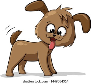 Cut cartoon dog with bone. Hand draw vector illustration.