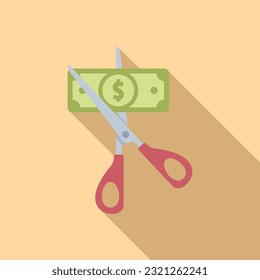 Cut cash price icon flat vector. Card error. Mobile sale