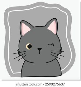 Cut Cat grey Art and Illustration	