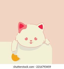 cut cat on the sofa in the pink background