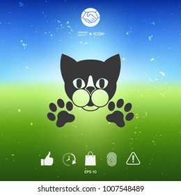 Cut Cat with paws - logo, symbol, protect sign