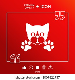 Cut Cat with paws - logo, symbol, protect sign