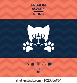 Cut Cat with paws - logo, symbol, protect sign