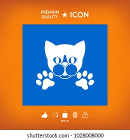 Cut Cat with paws - logo, symbol, protect sign