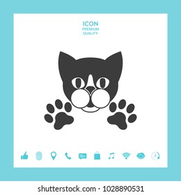 Cut Cat with paws - logo, symbol, protect sign
