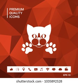 Cut Cat with paws - logo, symbol, protect sign
