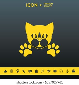 Cut Cat with paws - logo, symbol, protect sign