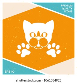 Cut Cat with paws - logo, symbol, protect sign