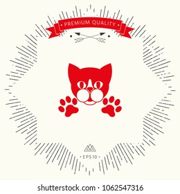 Cut Cat with paws - logo, symbol, protect sign