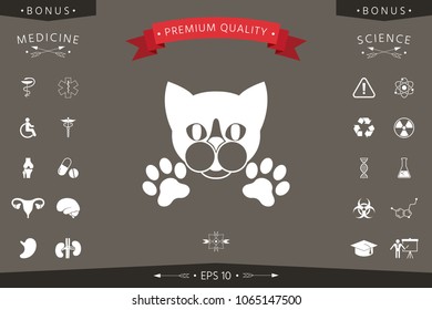 Cut Cat with paws - logo, symbol, protect sign
