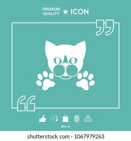 Cut Cat with paws - logo, symbol, protect sign