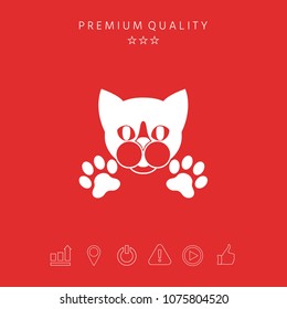 Cut Cat with paws - logo, symbol, protect sign