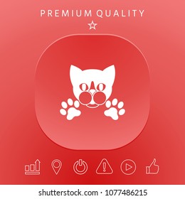 Cut Cat with paws - logo, symbol, protect sign