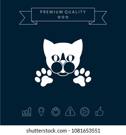 Cut Cat with paws - logo, symbol, protect sign