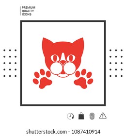 Cut Cat with paws - logo, symbol, protect sign