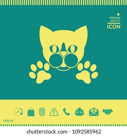Cut Cat with paws - logo, symbol, protect sign