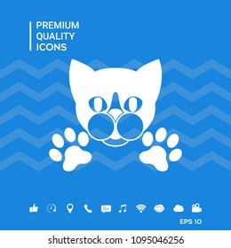 Cut Cat with paws - logo, symbol, protect sign