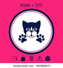 Cut Cat with paws - logo, symbol, protect sign