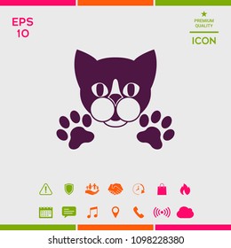 Cut Cat with paws - logo, symbol, protect sign