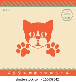 Cut Cat with paws - logo, symbol, protect sign