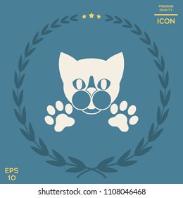 Cut Cat with paws - logo, symbol, protect sign
