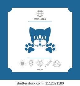 Cut Cat with paws - logo, symbol, protect sign