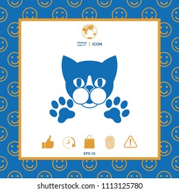 Cut Cat with paws - logo, symbol, protect sign