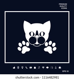 Cut Cat with paws - logo, symbol, protect sign