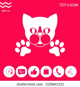 Cut Cat with paws - logo, symbol, protect sign
