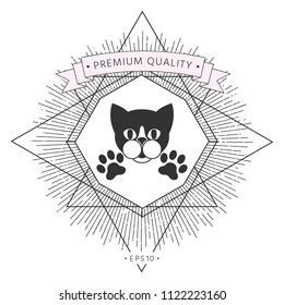 Cut Cat with paws - logo, symbol, protect sign