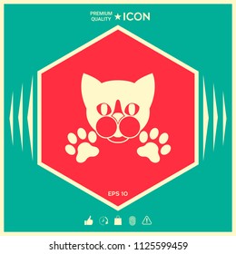 Cut Cat with paws - logo, symbol, protect sign