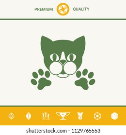Cut Cat with paws - logo, symbol, protect sign