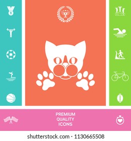 Cut Cat with paws - logo, symbol, protect sign