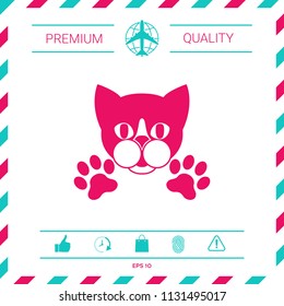 Cut Cat with paws - logo, symbol, protect sign